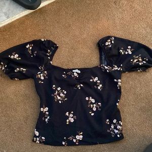 A&F Floral Sweetheart Neck Top